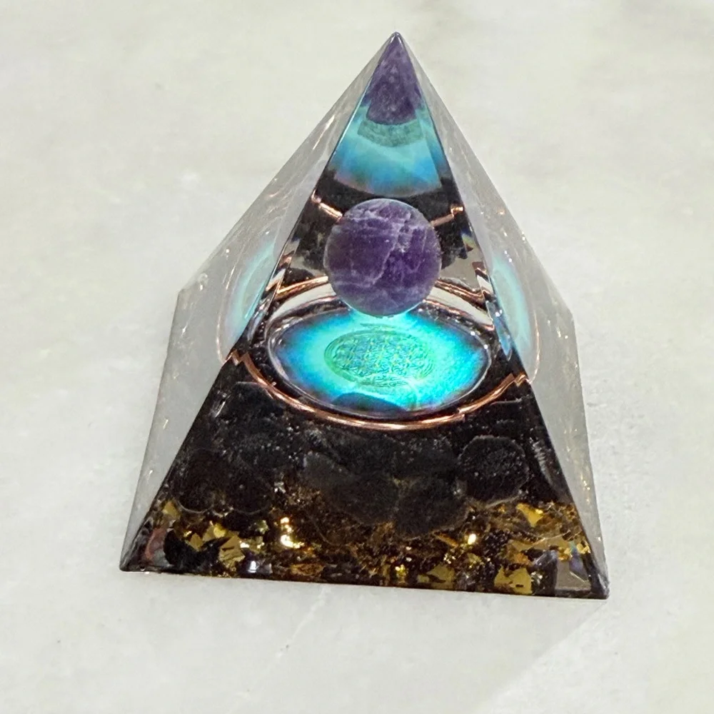 Amethyst Orgonite Pyramid Decorative Home Accent - Picture 3 of 7